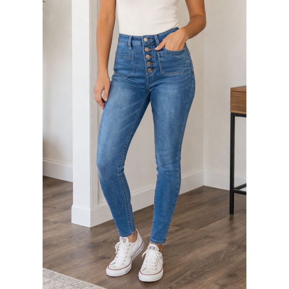 Judy Blue Skinny Jeans Womens 1 / 25 High Rise Button Fly Stretch Denim